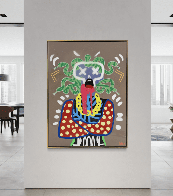 Medusa art on canvas displayed on walldusa